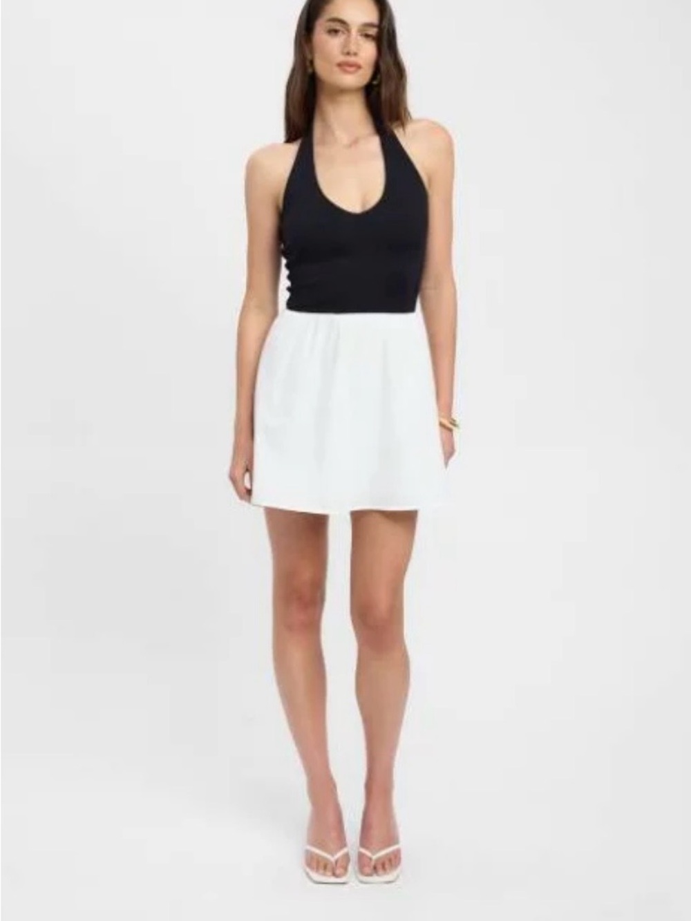 Kookai Black Halter White Mini Dress